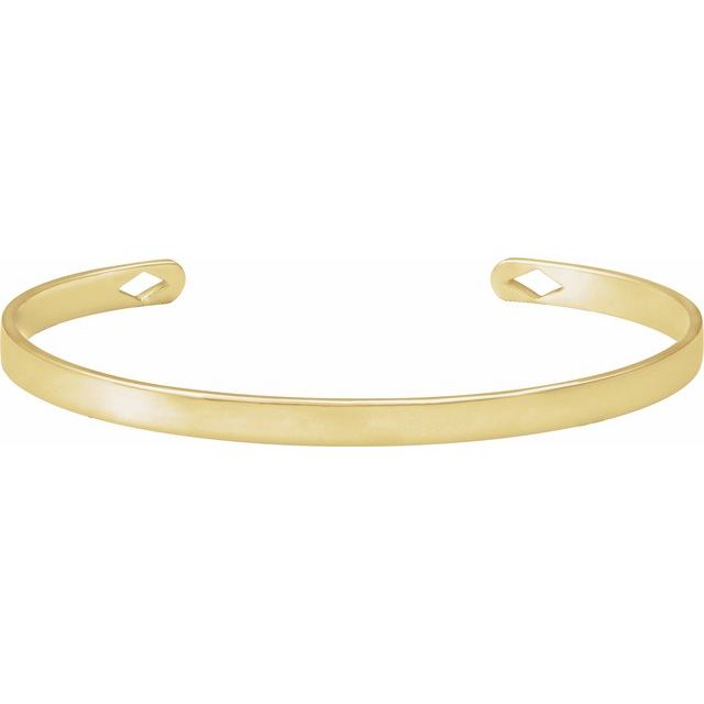 14K Gold, 7" Engravable Diamond Pierced Cuff Bracelet