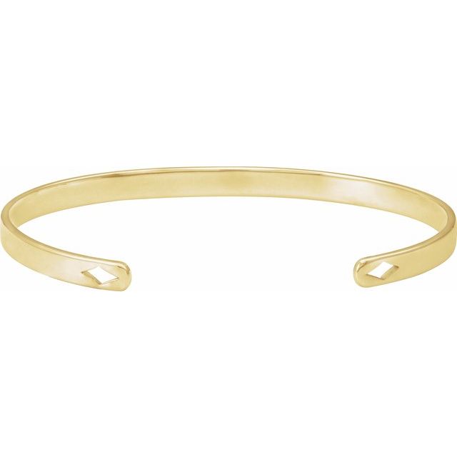 14K Gold, 7" Engravable Diamond Pierced Cuff Bracelet