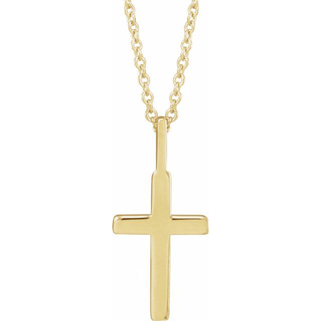 14K White Gold Knife-Edge Cross 16-18" Necklace