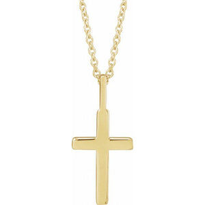 14K White Gold Knife-Edge Cross 16-18