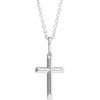 14K White Gold Knife-Edge Cross 16-18