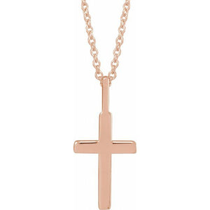 14K White Gold Knife-Edge Cross 16-18