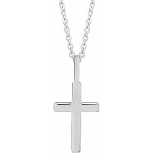 14K White Gold Knife-Edge Cross 16-18