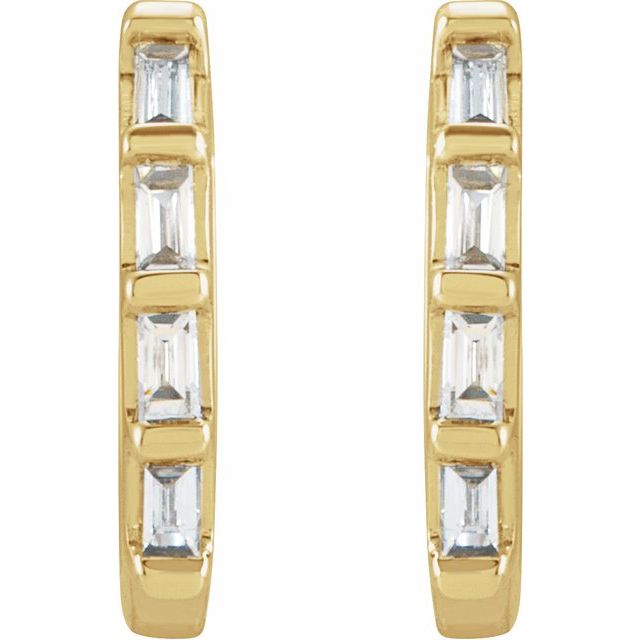 14K Yellow Gold Huggie Earrings with 1/10 CTW Natural Diamonds