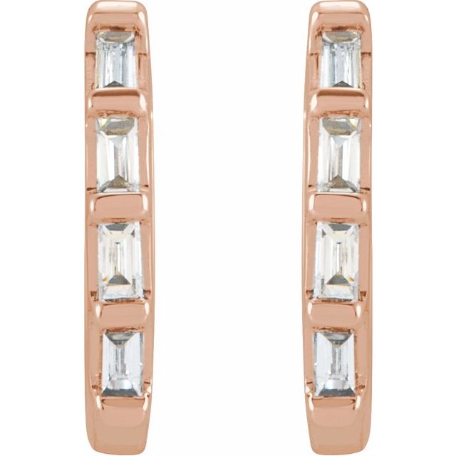 14K Yellow Gold Huggie Earrings with 1/10 CTW Natural Diamonds