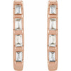 14K Yellow Gold Natural Diamond Huggie Earrings with Baguette Accents