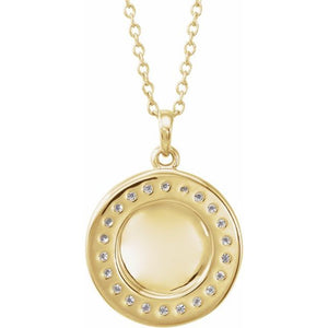 14K White Gold 1/5 CTW Natural Diamond Engravable Necklace - Elegant Halo Design