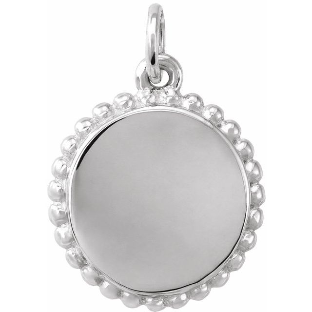 14K Gold Engravable Round Beaded Pendant