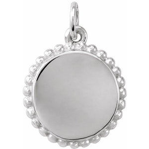 Engravable Round Beaded Pendant