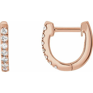 14K Gold Natural Diamond Hoop Earrings - Options Available