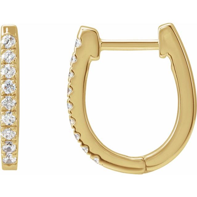 14K Gold Natural Diamond Hoop Earrings - Options Available