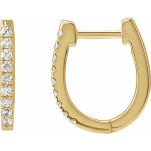14K Gold Natural Diamond Hoop Earrings - Options Available