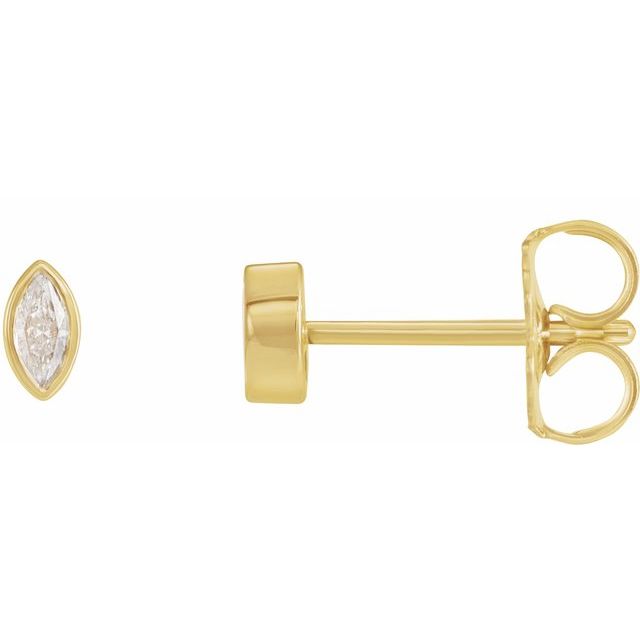 14K Gold Natural Diamond Solitaire Bezel-Set Earrings