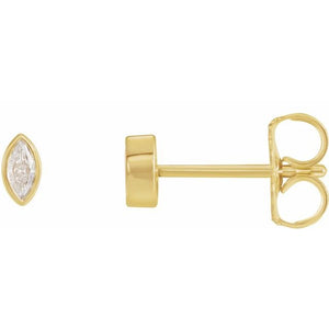 14K Gold Natural Diamond Solitaire Bezel-Set Earrings