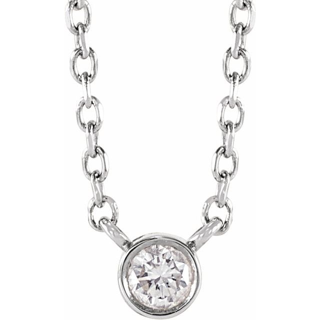 14K Gold .015 Ct Natural Diamond Bezel-Set Solitaire Necklace