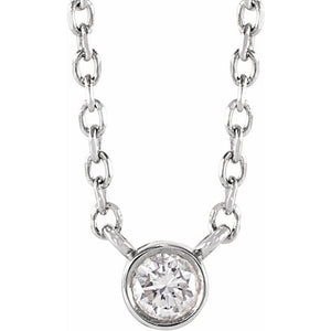 14K Gold .015 Ct Natural Diamond Bezel-Set Solitaire Necklace