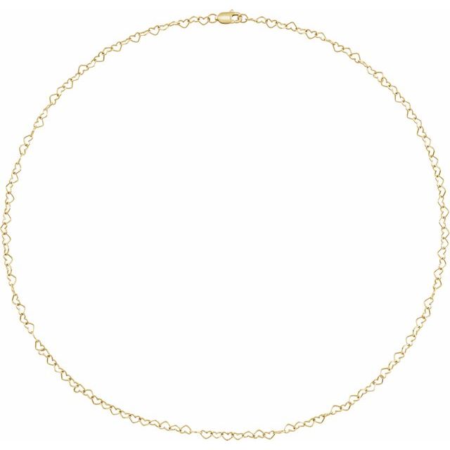 14K Yellow Gold 3.2 mm Heart Cable 7" Chain – Elegant Luxury Jewelry