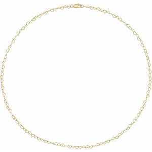14K Yellow Gold 3.2 mm Heart Cable 7