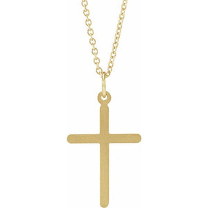 14K Yellow Gold, 20x10.4 mm Polished Cross Necklace