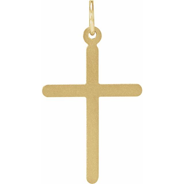 14K Yellow Gold, 20x10.4 mm Polished Cross Pendant with Diamond Accents