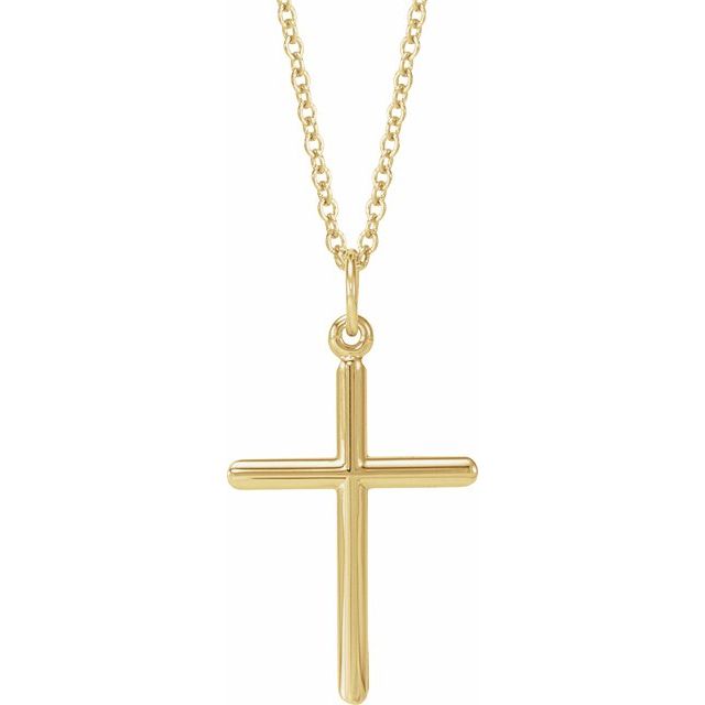 14K Yellow Gold, 20x10.4 mm Polished Cross Necklace