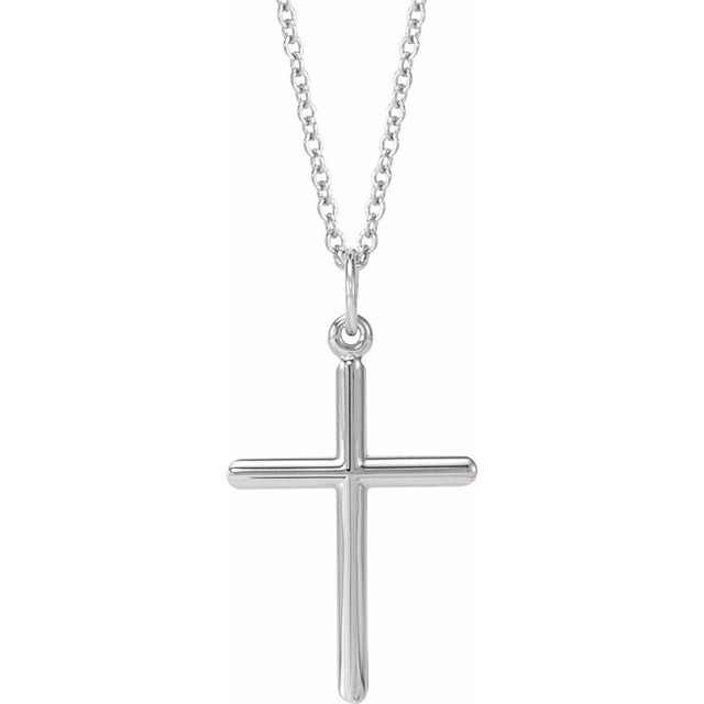 14K Yellow Gold, 20x10.4 mm Polished Cross Necklace