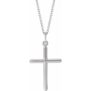 14K Yellow Gold, 20x10.4 mm Polished Cross Necklace