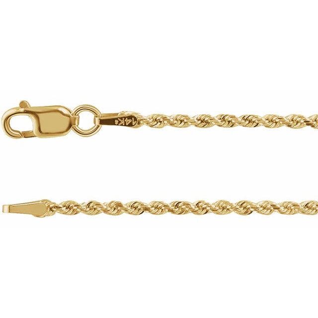 14K Yellow Gold 1.6 mm Diamond-Cut Rope 7" Chain