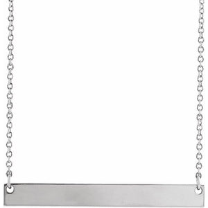 14K White Gold Engravable Bar Necklace – Polished 16
