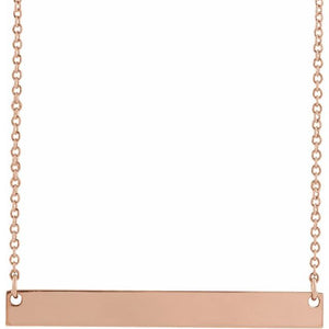 14K White Gold Engravable Bar Necklace – Polished 16