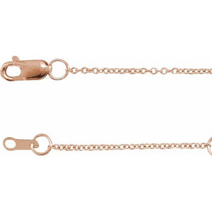 14K Yellow Gold 1 mm Adjustable Cable Chain Necklace 16-18