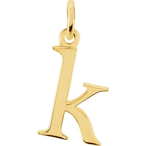 Lowercase Initial Pendant in 14K Gold with Multiple Design Options