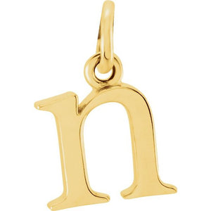 Lowercase Initial Pendant in 14K Gold with Multiple Design Options