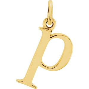 Lowercase Initial Pendant in 14K Gold with Multiple Design Options