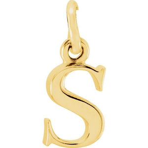 Lowercase Initial Pendant in 14K Gold with Multiple Design Options