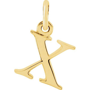 Lowercase Initial Pendant in 14K Gold with Multiple Design Options