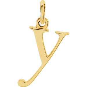 Lowercase Initial Pendant in 14K Gold with Multiple Design Options