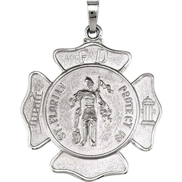 Sterling Silver 25  mm St. Florian Medal 24" Necklace