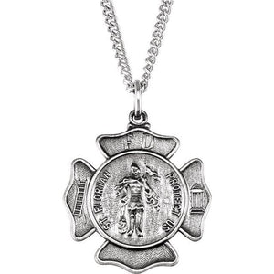 Polished Sterling Silver 25 mm St. Florian Medal 24
