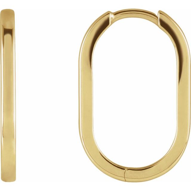 14K Gold Elongated Oval Huggie Earrings