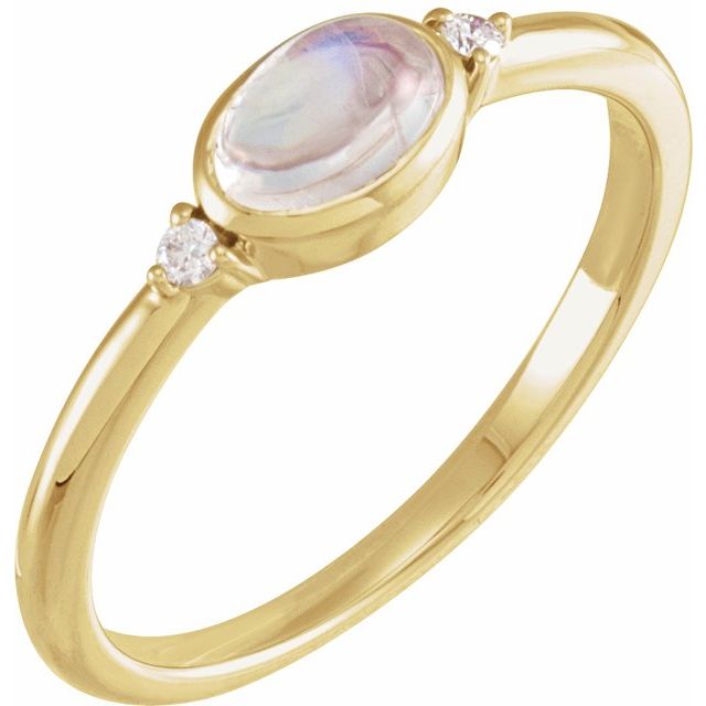 14K Gold Turquoise and Diamond Bezel-Set Cabochon Ring