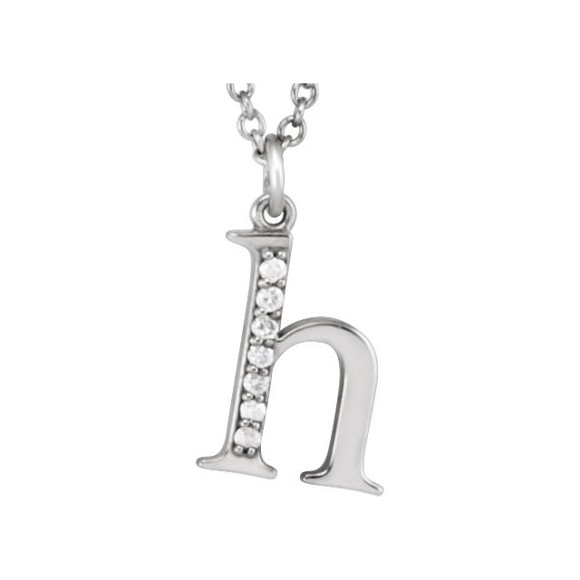 14K White Gold .025 CTW Natural Diamond Initial 'A' 16" Necklace