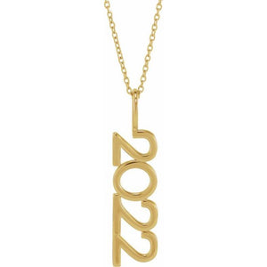 14K Gold, 27.57x7.97 mm Vertical Necklace - Elegant Commemoration