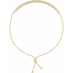 14K Yellow Gold, 9.5-inch Lab-Grown Diamond Bolo Bracelet - Elegant Design
