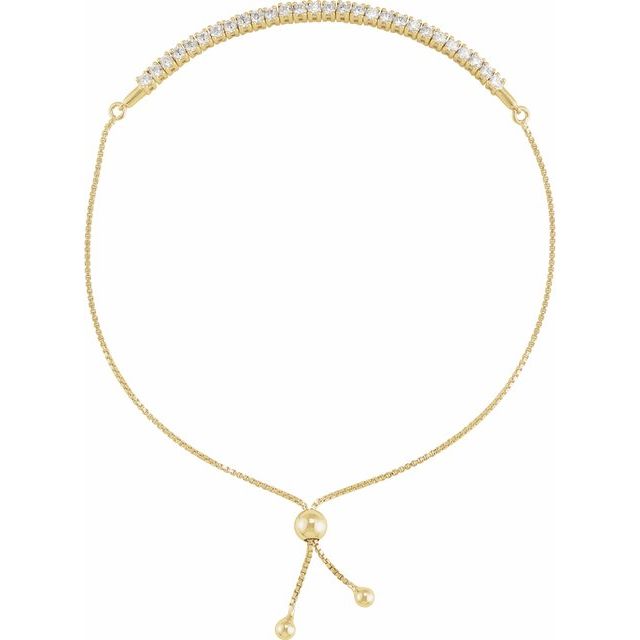 14K Gold Lab-Grown Diamond Bolo Bracelet - Options Available