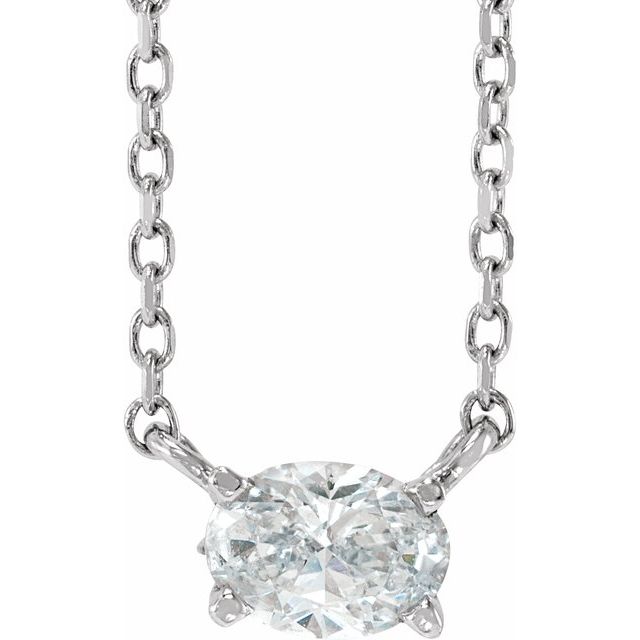 14K Gold Natural Diamond Solitaire Necklace - Options Available