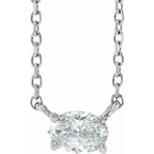 14K Gold Natural Diamond Solitaire Necklace - Options Available