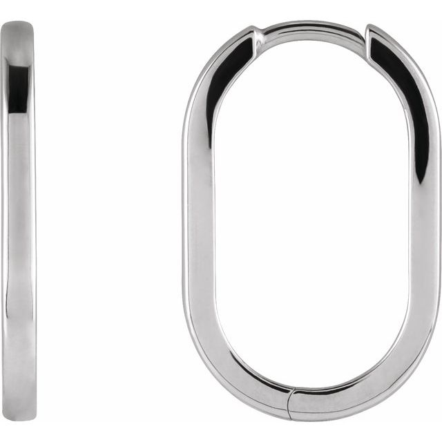 14K Gold Elongated Oval Huggie Earrings