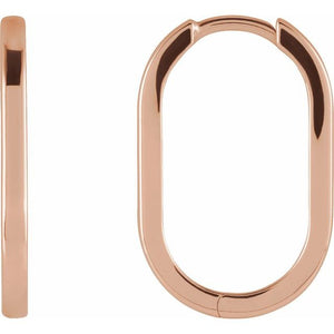 14K Gold Elongated Oval Huggie Earrings