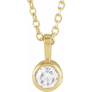 14K Gold Natural Diamond Solitaire Bezel-Set Pendant
